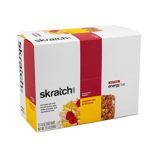 Skratch Labs Energy Bar | Raspberries + Lemon (12 Pack) | Plant Based Healthy Snack | Low Sugar
